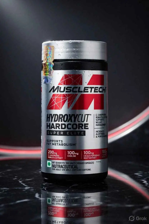 MuscleTech Hydroxycut Hardcore Super Elite weight management supplement bottle
